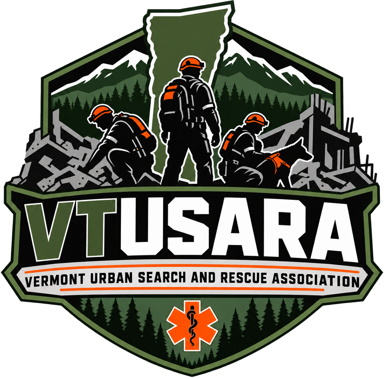 Vermont Urban Search and Rescue Association shield emblem